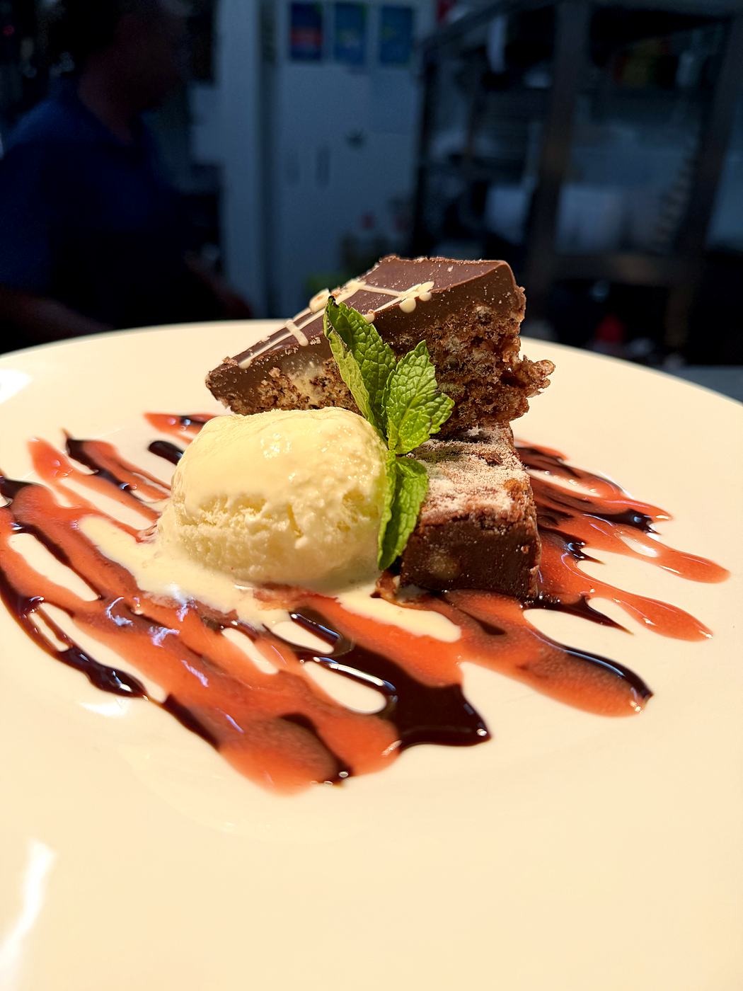 Plated dessert from the bistro