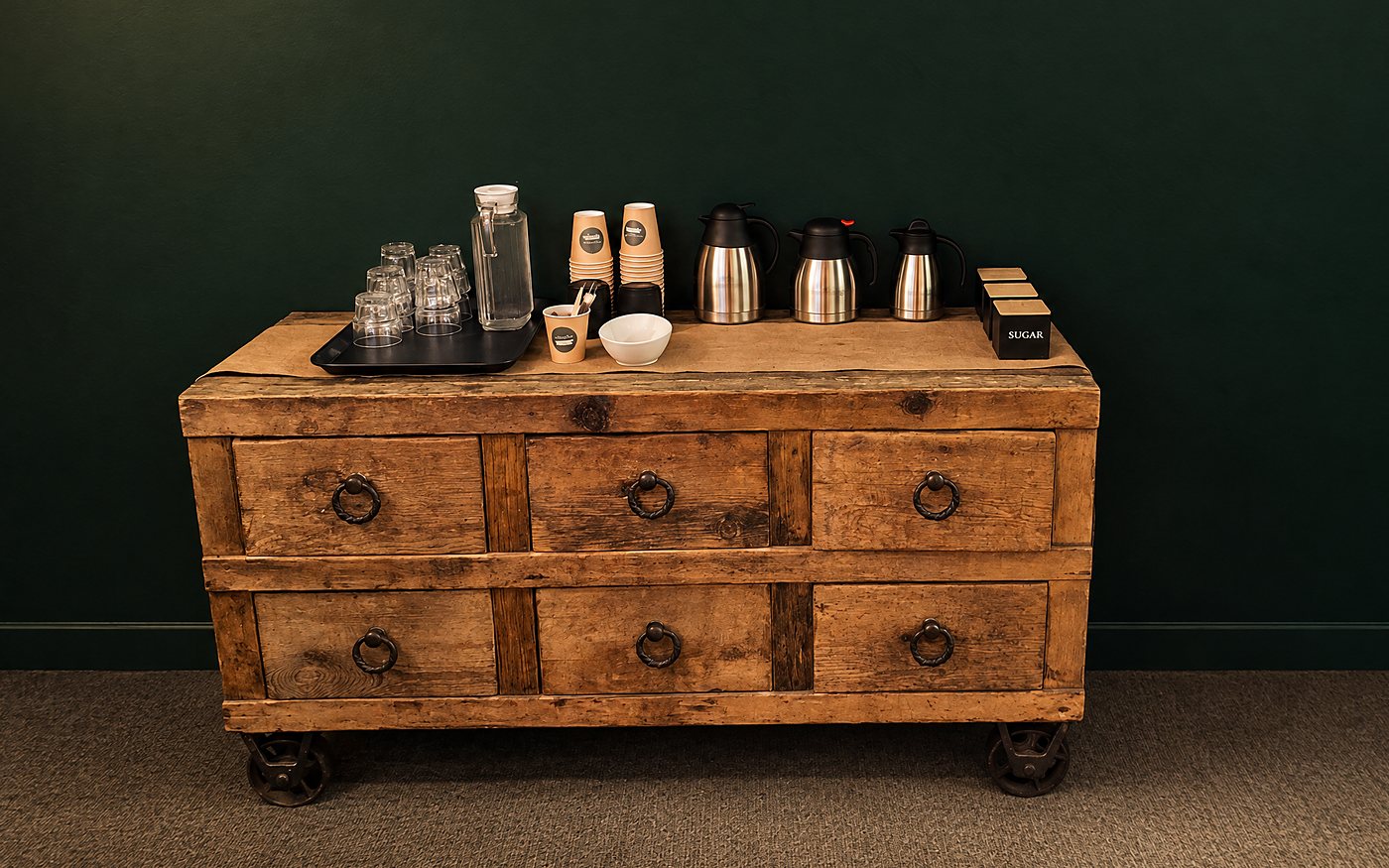 Complimentary tea & coffee station in the gaming room